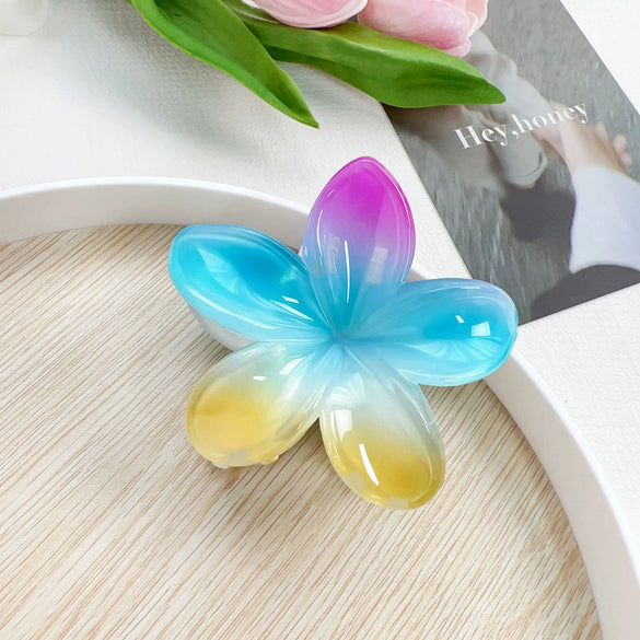 Women's Handmade Plastic Resin Fivepetal Flower Hair Grab Clip Small Fresh Style