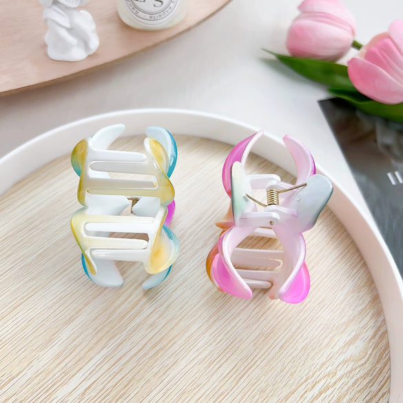 Women's Handmade Plastic Resin Fivepetal Flower Hair Grab Clip Small Fresh Style