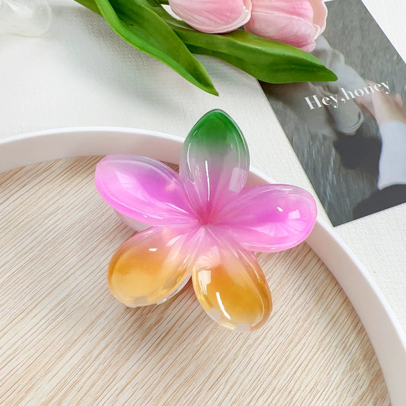 Women's Handmade Plastic Resin Fivepetal Flower Hair Grab Clip Small Fresh Style