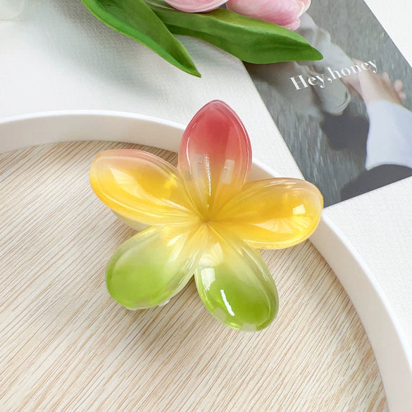 Women's Handmade Plastic Resin Fivepetal Flower Hair Grab Clip Small Fresh Style
