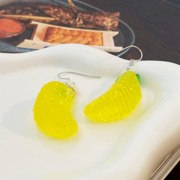 Women's Handmade Plastic Resin Fruit Style Dripping Oil Simulation Food Summer Fruit Earrings