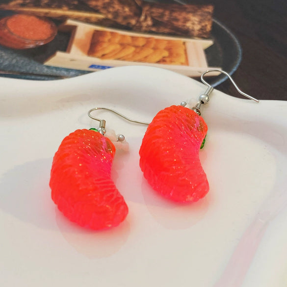 Women's Handmade Plastic Resin Fruit Style Dripping Oil Simulation Food Summer Fruit Earrings