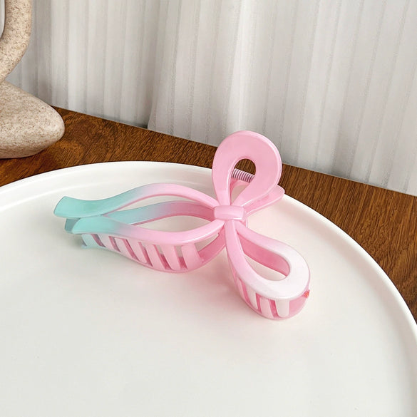 Women's Handmade Plastic Resin Pink Green Gradient Hair Clip Shark Clip