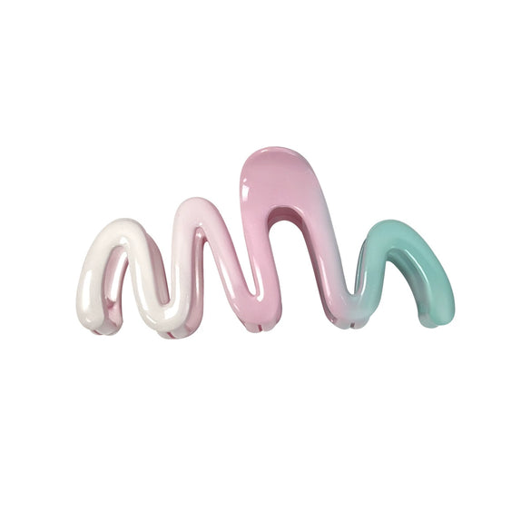 Women's Handmade Plastic Resin Pink Green Gradient Hair Clip Shark Clip