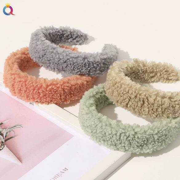 Women's Handmade Plush Lamb Wool Hair Hoop Hair Clip Headband Hair Accessories For Autumn And Winter