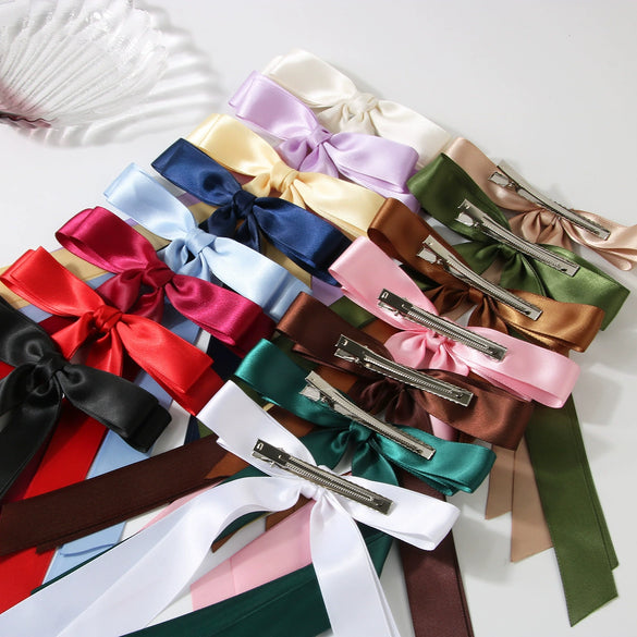 Women's Handmade Polyester Double Layer Bow Ribbon Hairpin Cloth Material Hair Accessory