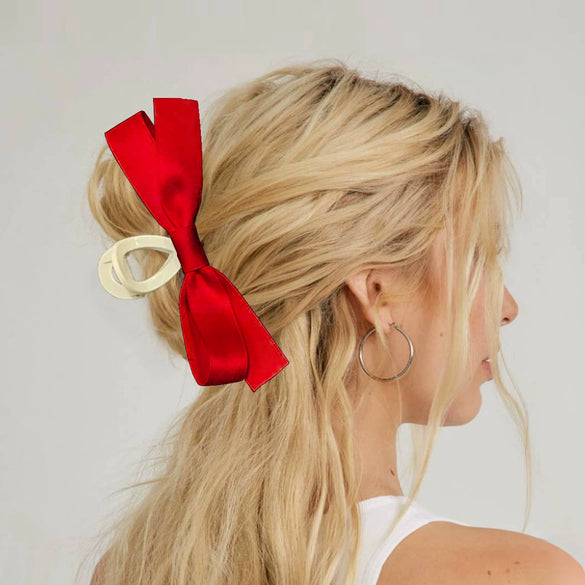 Women's Handmade Polyester Fiber Bow Hair Clips Grip Style Hair Accessories