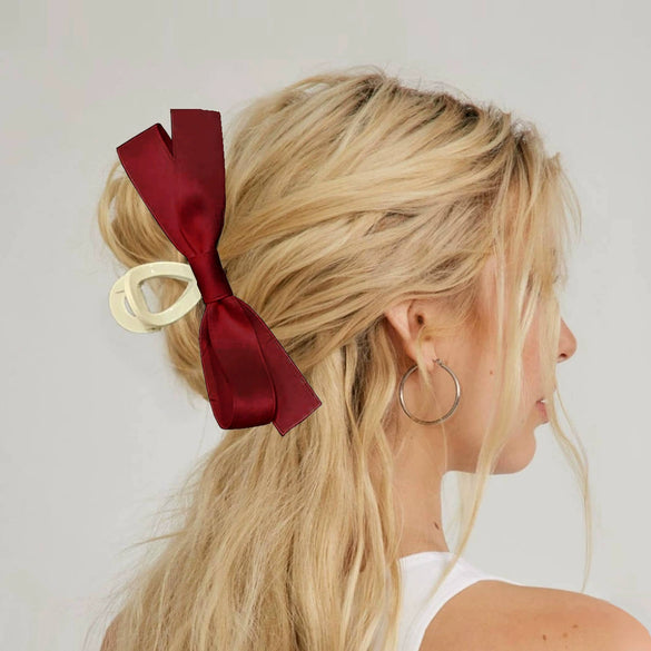 Women's Handmade Polyester Fiber Bow Hair Clips Grip Style Hair Accessories