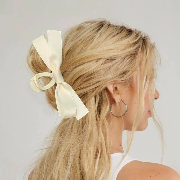Women's Handmade Polyester Fiber Bow Hair Clips Grip Style Hair Accessories