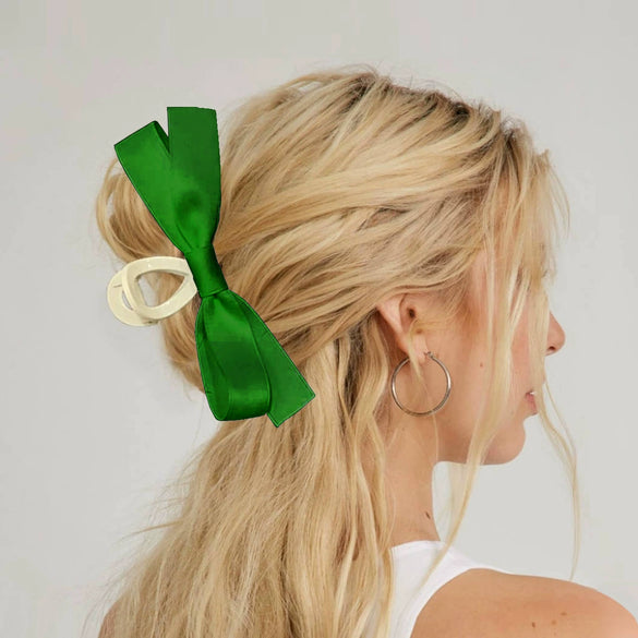 Women's Handmade Polyester Fiber Bow Hair Clips Grip Style Hair Accessories