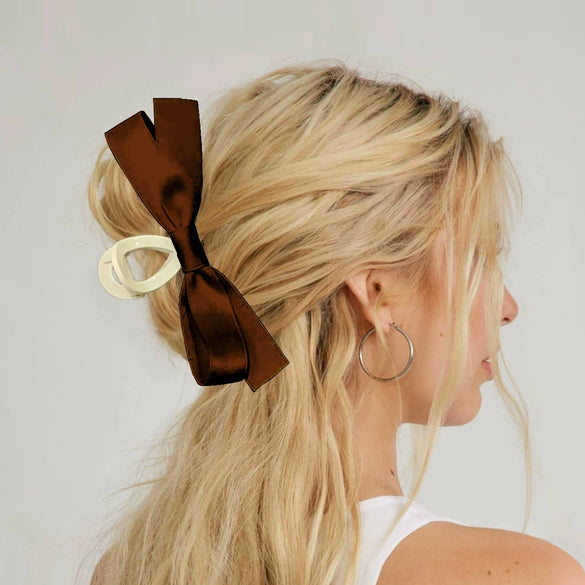 Women's Handmade Polyester Fiber Bow Hair Clips Grip Style Hair Accessories