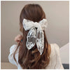 Women's Handmade Polyester Fiber Threelayer Lace Streamer Bow Hairpin Sweet Style Spring Clip Hair Accessory