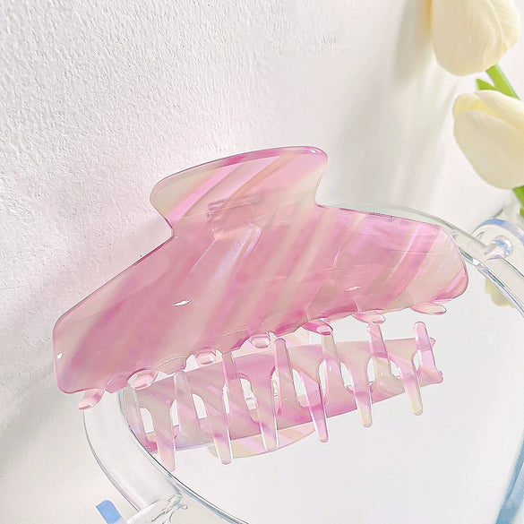 Women's Handmade Pvc Hair Grab Clip Light Luxury Style Phantom Stripe Shark Clip