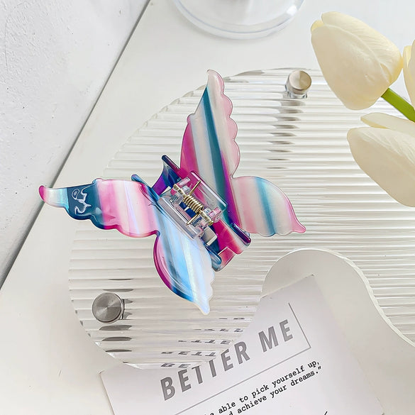 Women's Handmade Pvc Hair Grab Clip Light Luxury Style Phantom Stripe Shark Clip