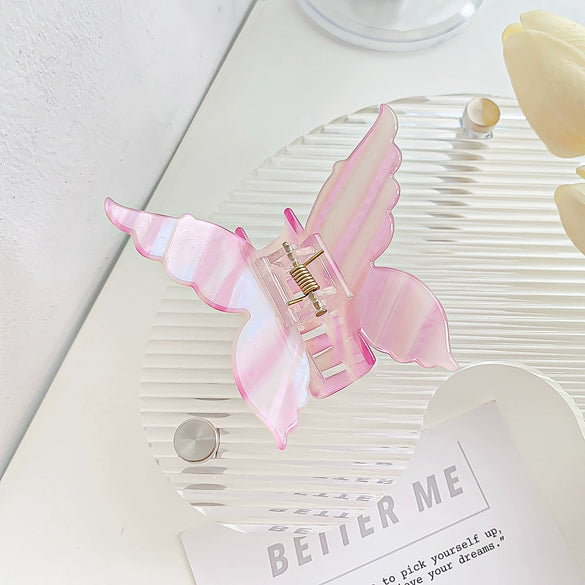 Women's Handmade Pvc Hair Grab Clip Light Luxury Style Phantom Stripe Shark Clip
