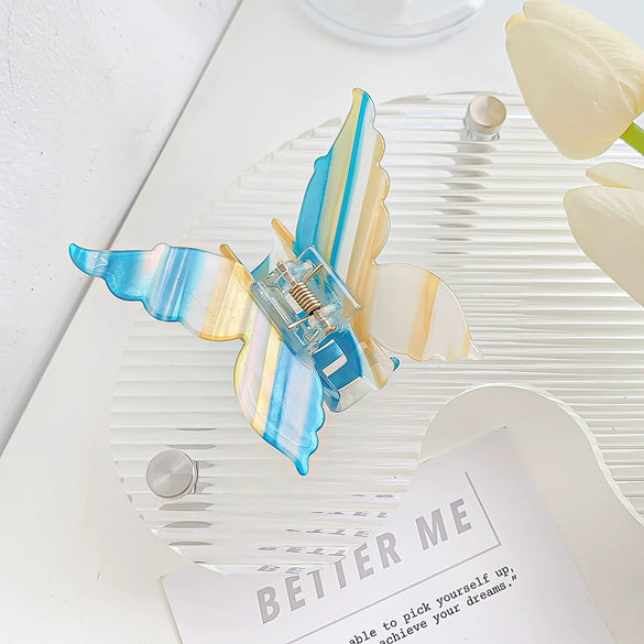 Women's Handmade Pvc Hair Grab Clip Light Luxury Style Phantom Stripe Shark Clip