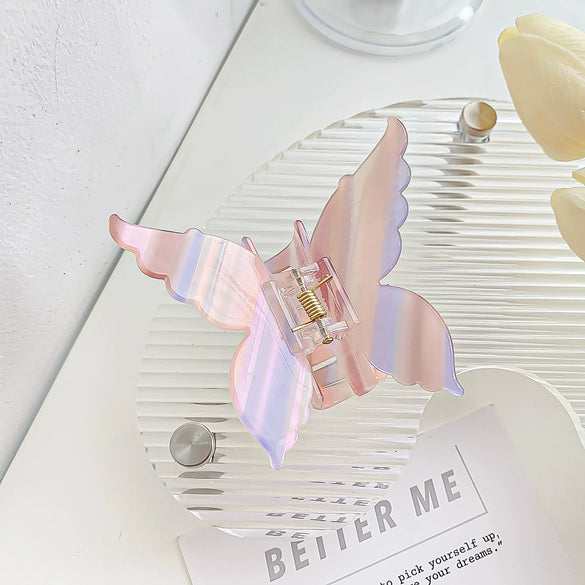 Women's Handmade Pvc Hair Grab Clip Light Luxury Style Phantom Stripe Shark Clip