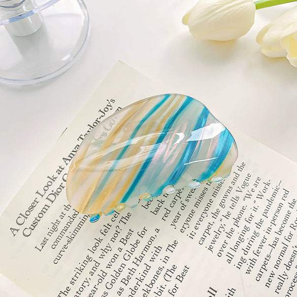 Women's Handmade Pvc Hair Grab Clip Light Luxury Style Phantom Stripe Shark Clip