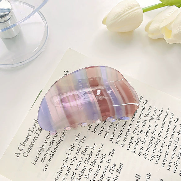 Women's Handmade Pvc Hair Grab Clip Light Luxury Style Phantom Stripe Shark Clip