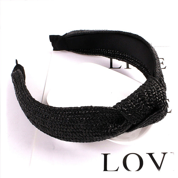 Women's Handmade Raffia Headband Hair Accessory With Wide Knotted Design And Simple Style