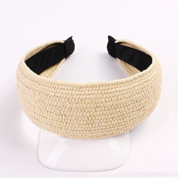 Women's Handmade Raffia Headband Hair Accessory With Wide Knotted Design And Simple Style