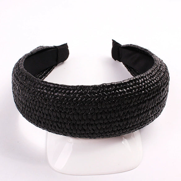 Women's Handmade Raffia Headband Hair Accessory With Wide Knotted Design And Simple Style