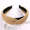 Women's Handmade Raffia Headband Hair Accessory With Wide Knotted Design And Simple Style