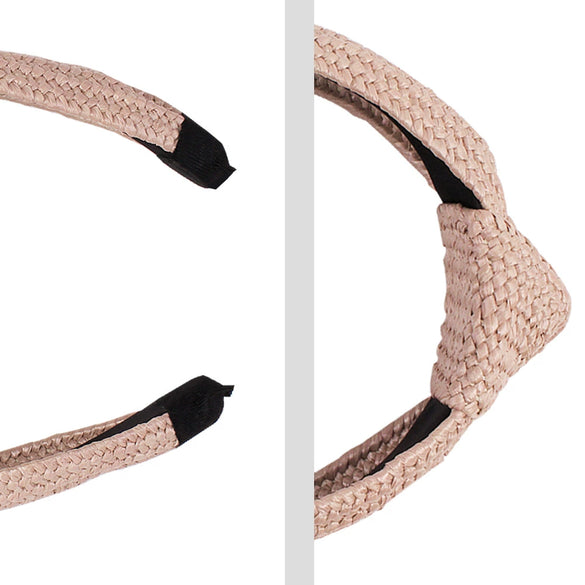 Women's Handmade Raffia Headband Hair Accessory With Wide Knotted Design And Simple Style