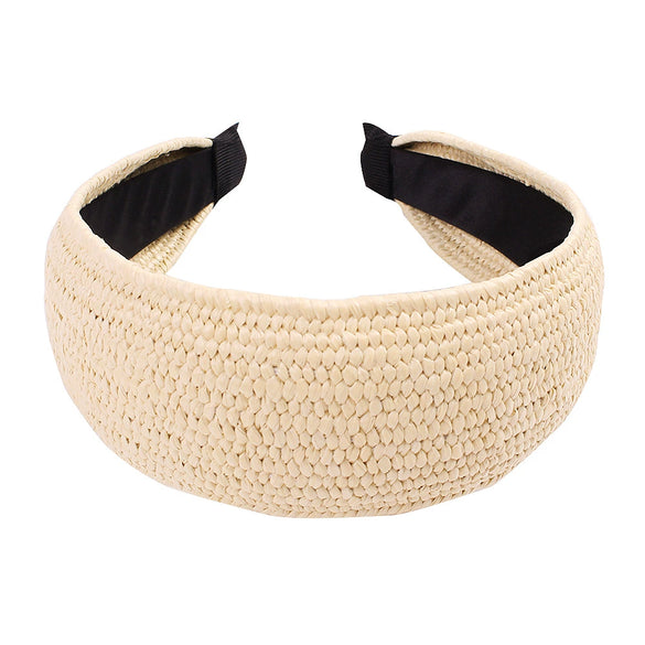 Women's Handmade Raffia Headband Hair Accessory With Wide Knotted Design And Simple Style