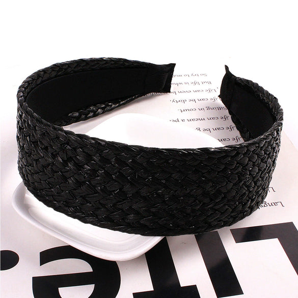 Women's Handmade Raffia Headband Hair Accessory With Wide Knotted Design And Simple Style