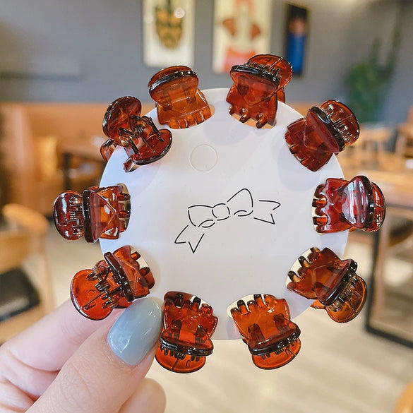 Women's Handmade Red Velvet Love Grip Hair Clip Small Grab Style Plastic Resin Side Hairpin Headwear