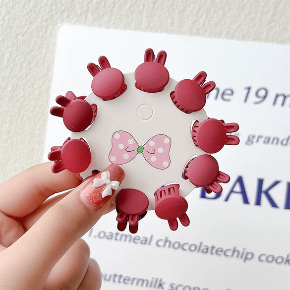Women's Handmade Red Velvet Love Grip Hair Clip Small Grab Style Plastic Resin Side Hairpin Headwear