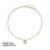 Women's Handmade Redstone Shell Stainless Steel Geometric Beaded Summer Clavicle Necklace