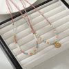 Women's Handmade Redstone Shell Stainless Steel Geometric Beaded Summer Clavicle Necklace