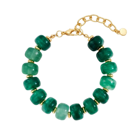 Women's Handmade Resin Beaded Bracelet With Geometric Design And Button Detail Adjustable Fashion Jewelry