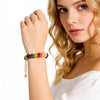 Women's Handmade Resin Beaded Bracelet With Geometric Design And Button Detail Adjustable Fashion Jewelry
