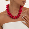 Women's Handmade Resin Beaded Necklace With Irregular Geometric Beads And Lobster Clasp Minimalist Stylish Jewelry