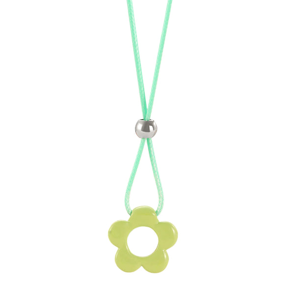 Women's Handmade Resin Flower Pendant Rope Chain Necklace Retro Simple Fashion