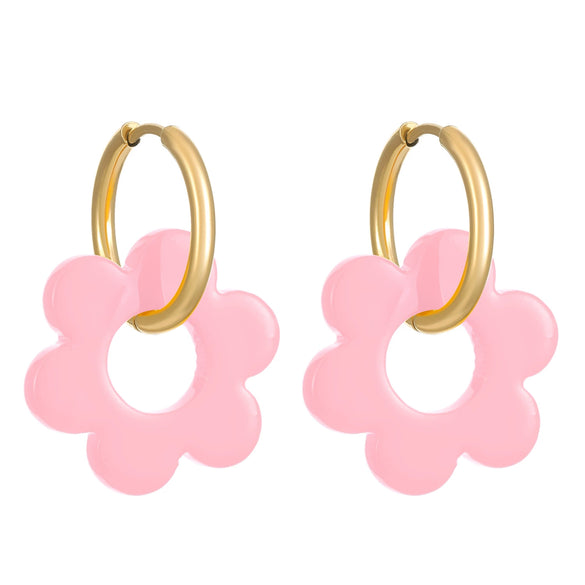 Women's Handmade Resin Flower Pendant Rope Chain Necklace Retro Simple Fashion