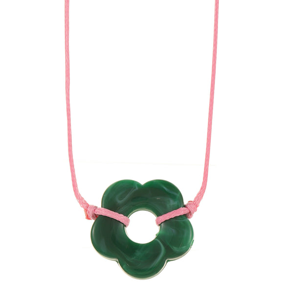 Women's Handmade Resin Flower Pendant Rope Chain Necklace Retro Simple Fashion