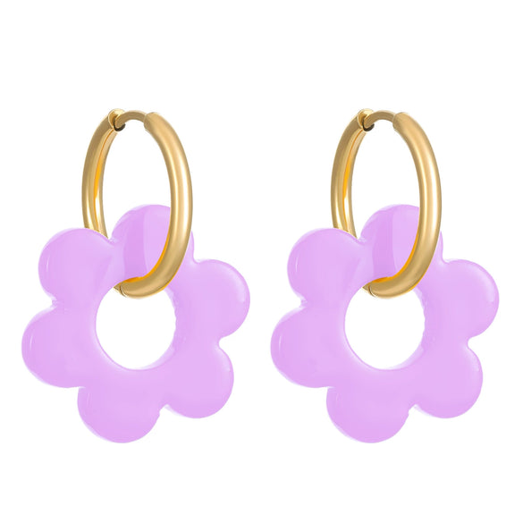 Women's Handmade Resin Flower Pendant Rope Chain Necklace Retro Simple Fashion