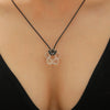 Women's Handmade Resin Flower Pendant Rope Chain Necklace Retro Simple Fashion