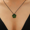 Women's Handmade Resin Flower Pendant Rope Chain Necklace Retro Simple Fashion