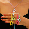 Women's Handmade Resin Flower Pendant Rope Chain Necklace Retro Simple Fashion