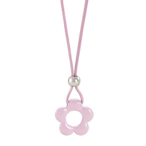 Women's Handmade Resin Flower Pendant Rope Chain Necklace Retro Simple Fashion