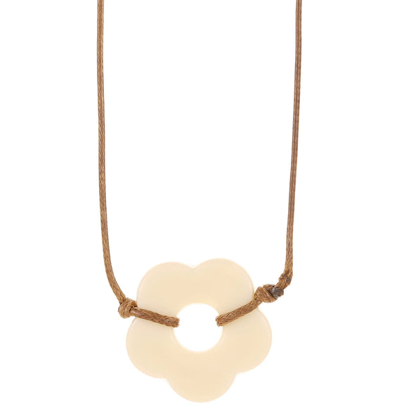 Women's Handmade Resin Flower Pendant Rope Chain Necklace Retro Simple Fashion