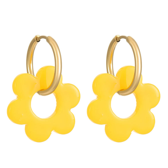 Women's Handmade Resin Flower Pendant Rope Chain Necklace Retro Simple Fashion