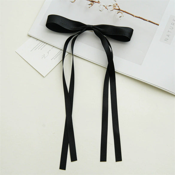 Women's Handmade Ribbon Satin Duckbill Clip Bow Hairpin With Long Tassel Hair Accessories