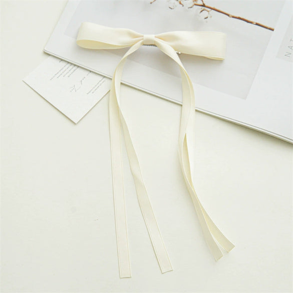 Women's Handmade Ribbon Satin Duckbill Clip Bow Hairpin With Long Tassel Hair Accessories