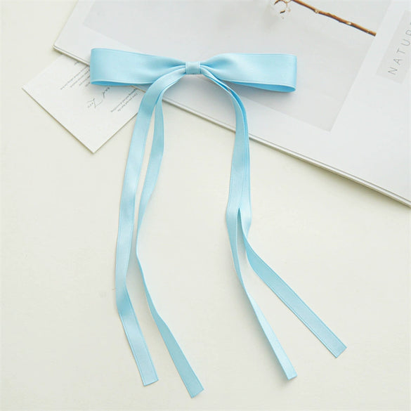 Women's Handmade Ribbon Satin Duckbill Clip Bow Hairpin With Long Tassel Hair Accessories